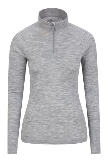 Mountain Warehouse Grey Merino Zip Neck Thermal Top - Womens