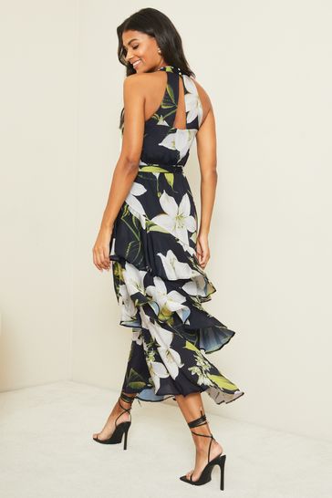 Buy Lipsy Printed Tiered Halter Midi Dress from Next Ireland