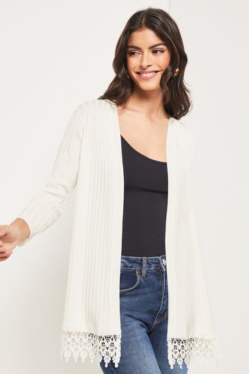 Lipsy White Broderie Lace Cardigan