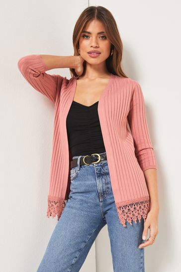 Lipsy Pink Broderie Lace Cardigan