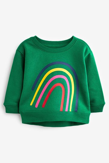Gap Green Rainbow Graphic Print Sweatshirt