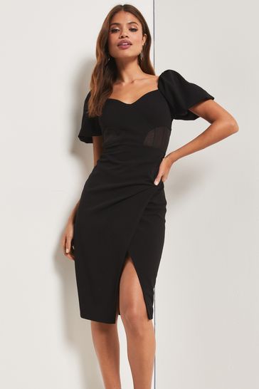 Black sleeve hot sale bodycon dress