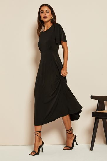 Flowy black hotsell midi dress