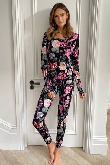 Buy Lipsy Black Floral Long Sleeve Trouser Pyjama Set from Next