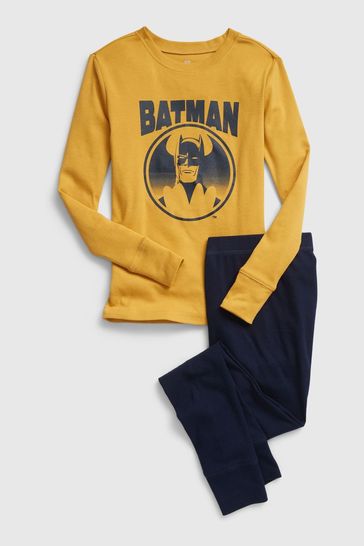 Gap Yellow DC Batman Organic Cotton Long Sleeve Pyjama Set