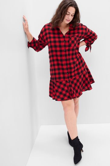 Red check tunic dress clearance