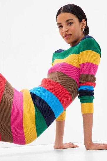 Gap Rainbow Cash Soft Rib Jumper Mini Dress