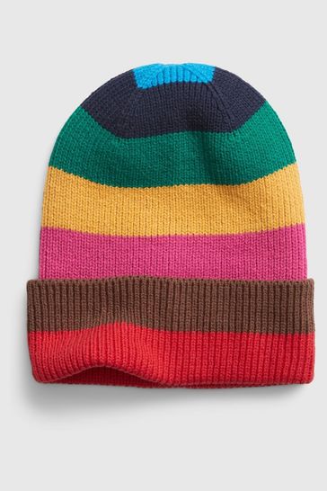 Gap Rainbow Stripes Organic Cotton Happy Stripe Beanie Hat