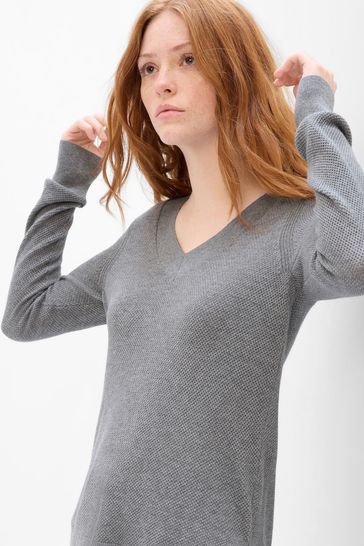 V neck jumper top grey