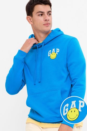 Gap Blue Smiley Vintage Soft Logo Hoodie