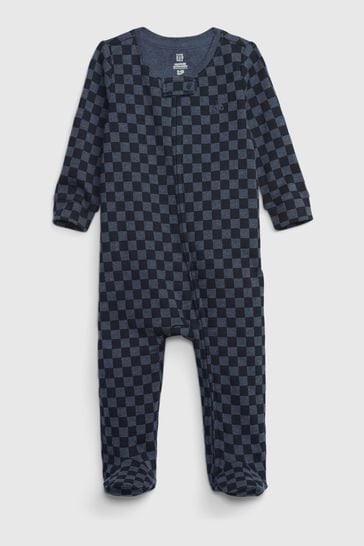 Gap Blue Print Zip Baby Sleepsuit