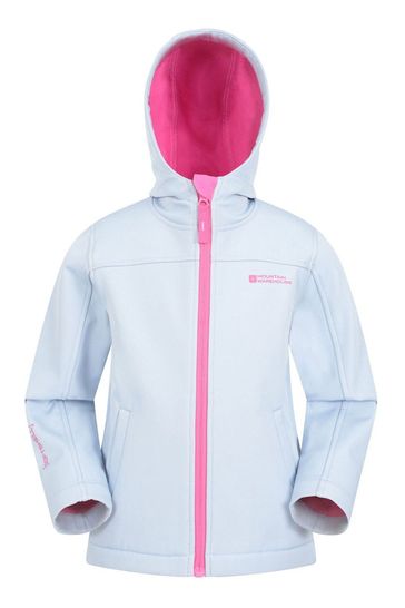 Mountain Warehouse Blue/ Pink Exodus Water Resistant Softshell Jacket - Kids