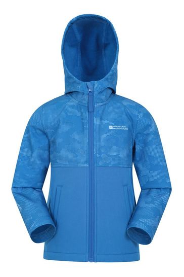 Mountain Warehouse Blue Camo Exodus Water Resistant Softshell Jacket - Kids