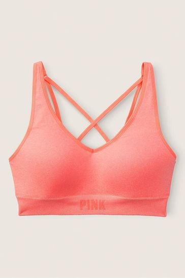 Buy Victoria's Secret PINK Coral Flash Orange PINK Active Seamless Air  Medium Impact Sports Bra from Next Sweden