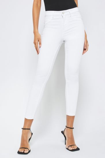 Lipsy White Crop Skinny Mid Rise Skinny Kate Jeans