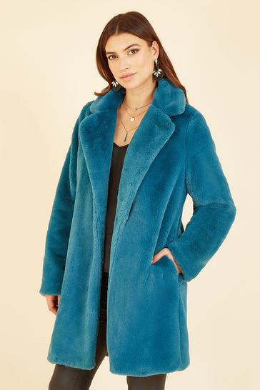 Blue fur coat marks and spencer hotsell