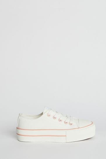 White canvas clearance flatforms