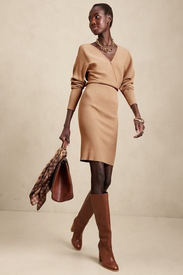Buy Banana Republic Brown Rina Wrap Front Dress from Next Luxembourg