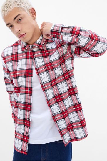 Gap Red Flannel Shirt in Untucked Fit