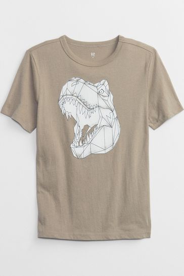 Gap Brown Dinosaur Graphic Short Sleeve Crew Neck T-Shirt (4-13yrs)