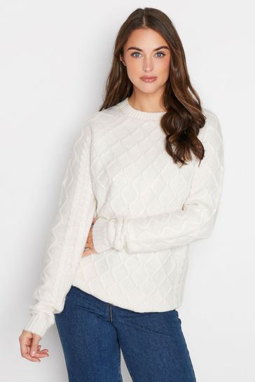 Long Tall Sally Cream Crew Neck Cable Jumper