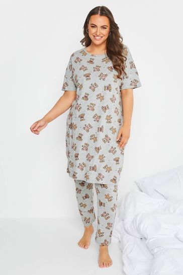 Yours Curve Grey Teddy Tapered Pyjama Pant