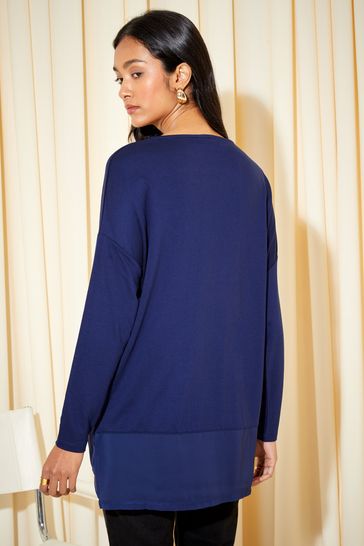 Navy blue chiffon 2025 top