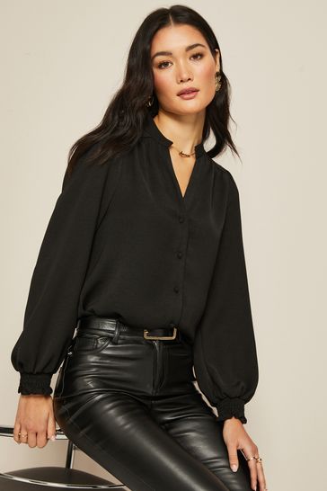 Friends Like These Black Button Down Blouse