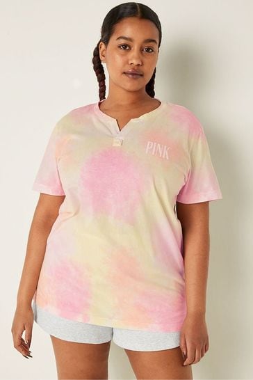 Buy Victoria's Secret PINK Misty Lilac Tie Dye Cotton ShortSleeve Henley  Campus TShirt from Next Luxembourg