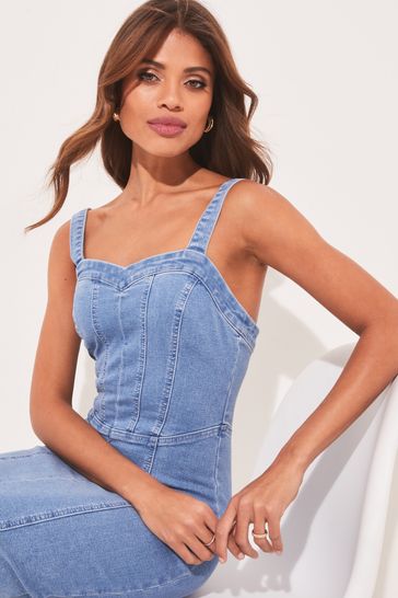 Blue denim bodycon sales dress
