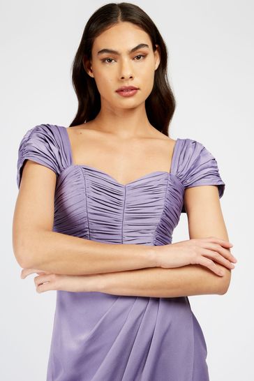 Little Mistress Purple Lavender Satin Midi Dress