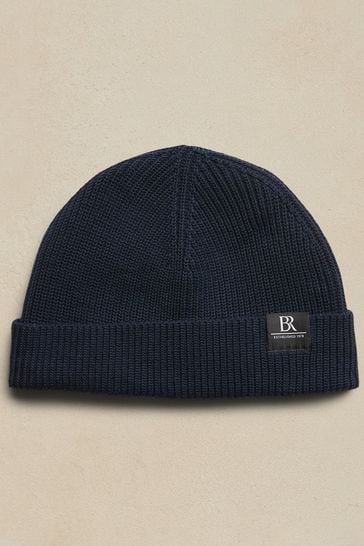 Banana Republic Navy Blue Ribbed Cotton Beanie Hat