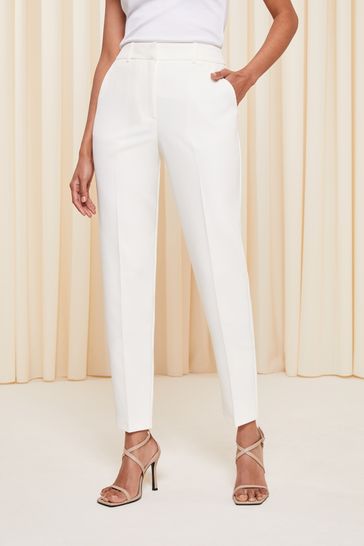 Friends Like These White Tailored Ankle Grazer Trousers