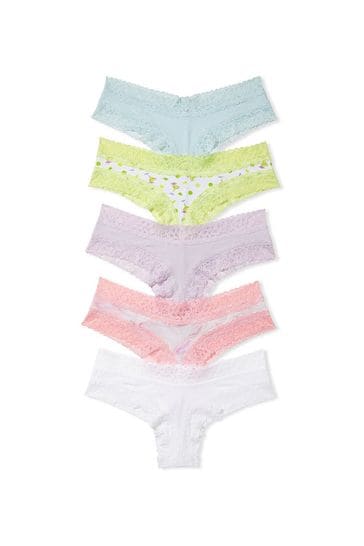 Buy Victoria's Secret Blue/White/Purple/Pink/Yellow Cotton Knickers  Multipack from Next Luxembourg