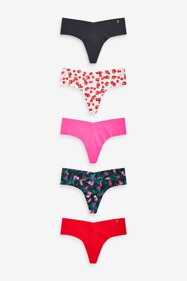 Buy Victoria's Secret Black/Pink/Red Strawberry Floral Print Thong No Show  Knickers Multipack from Next Netherlands