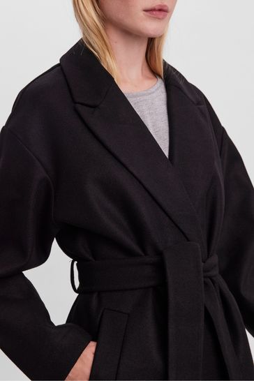 Vero moda long 2025 sleeve self tie coat
