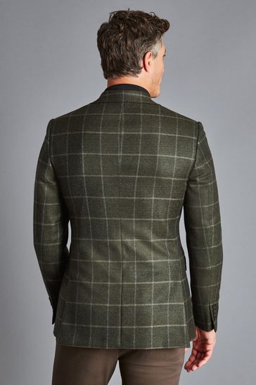Buy Charles Tyrwhitt Green Windowpane Wool Texture Slim Fit Jacket