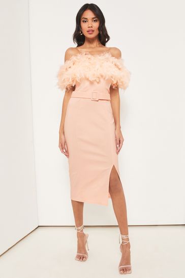 Lipsy dress with feathers hotsell