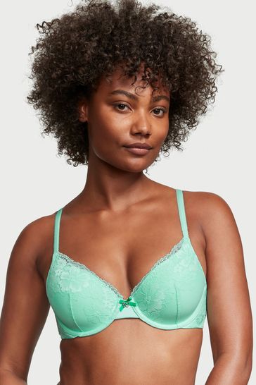 Lightly Lined Lace Detail Bra - Cool mint