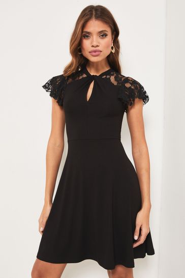 Lipsy lace hot sale top skater dress