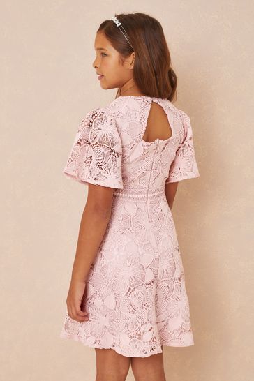 Dusty pink lace 2025 dress with sleeves