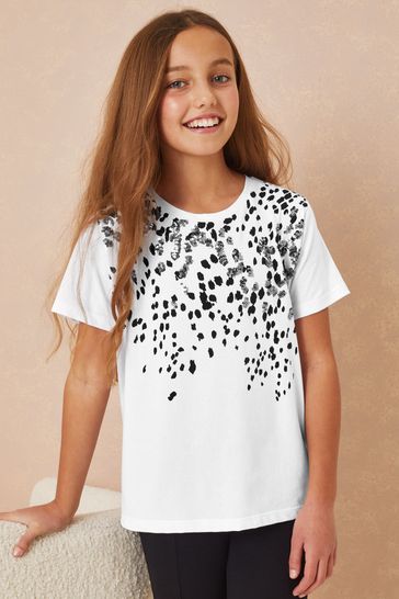 Lipsy White Leopard Graphic T-Shirt