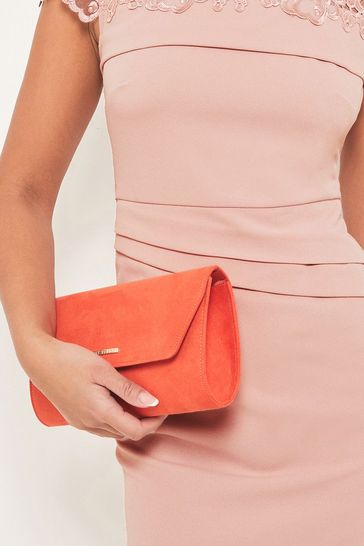 Lipsy Orange Envelope Clutch Occasion Bag