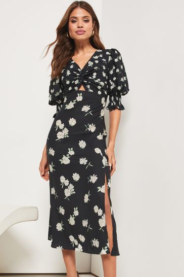 Lipsy floral twist front maxi top dress
