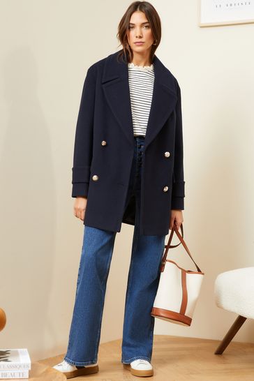 Double breasted peacoat top womens