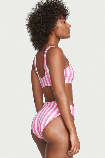 Pink striped high waisted bikini outlet