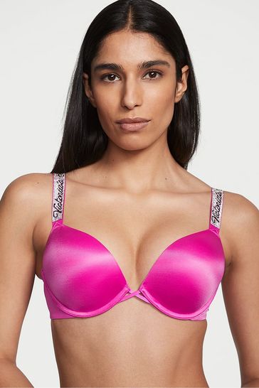 Buy Victoria's Secret Fuchsia Frenzy Pink Smooth Shine Strap Add 2 Cups  Push Up Bombshell Bra from the Next UK online shop