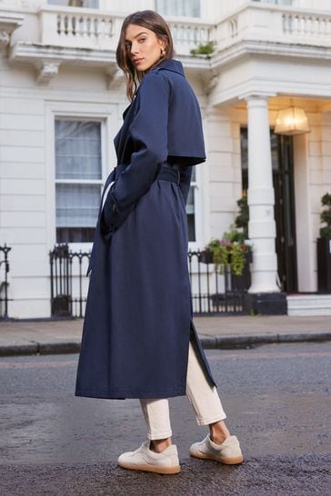 Navy hot sale belted coat