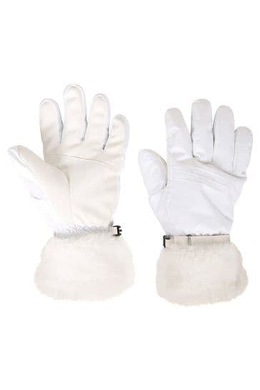 Mountain Warehouse White Parallax Waterproof Ski Gloves - Womens