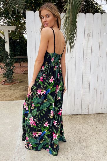 Black tropical dress discount